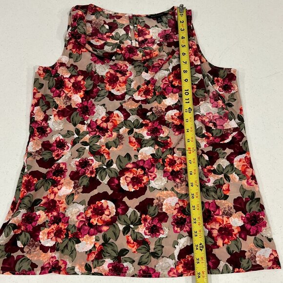 Banana Republic Cascade Ruffle Caramel Lucia Floral Sleeveless Blouse Top Medium - Picture 2 of 8